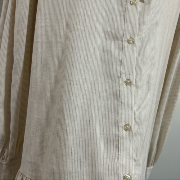 NWT Alex Marie Benson Linen Banded Button Long Slv Striped Dress Size 6 - Picture 6 of 13